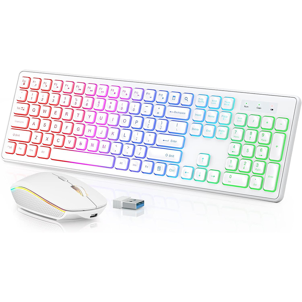 Gaming Keyboard Mouse Wireless - لوحة مفاتيح وماوس لاسلكية بإضاءة خلفية،