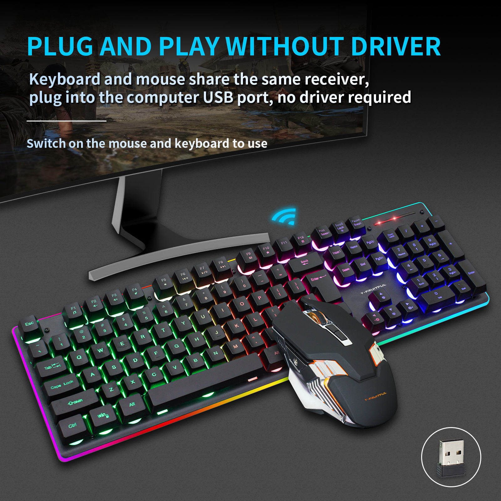 104 مفاتيح RGB كمبيوتر لاسلكي  - مراجعة Gaming Keyboard And Mouse Combo Wireless وسعره