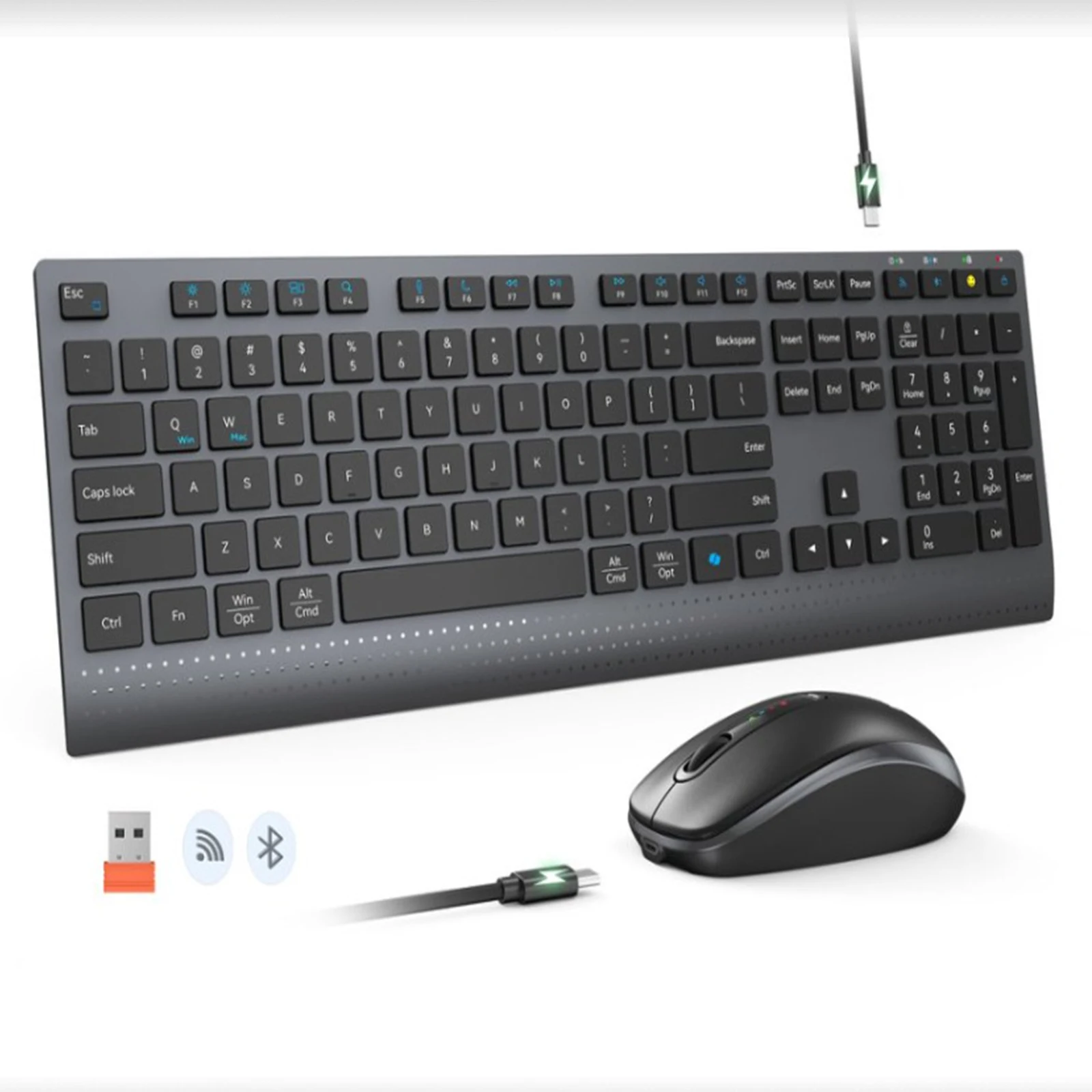 2.4G بلوتوث ثنائي الوضع لوحة ا - مراجعة Gaming Keyboard And Mouse Combo Wireless وسعره