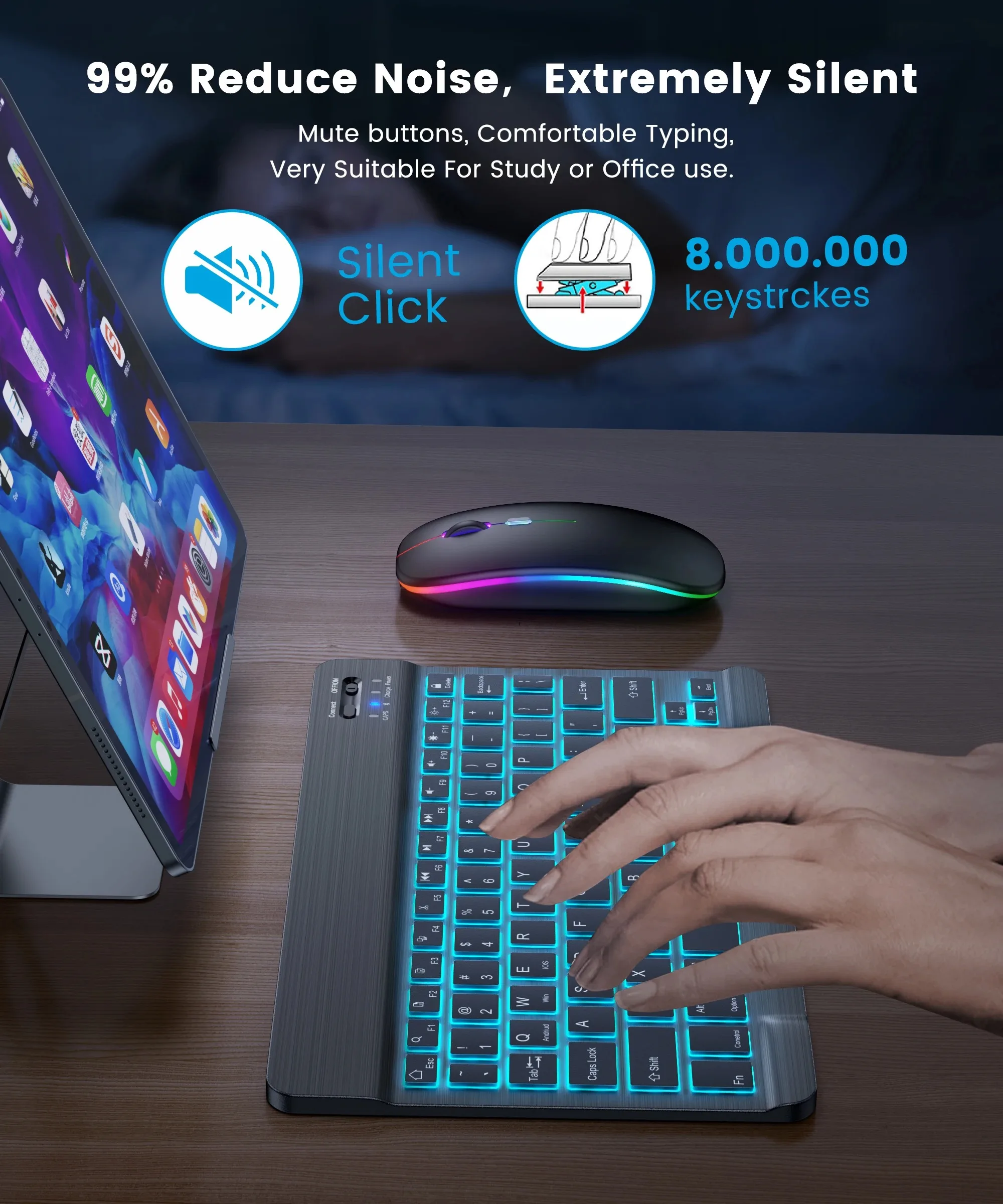 لوحة مفاتيح لاسلكية صغيرة بإضا - مراجعة Gaming Keyboard And Mouse For Xbox وسعره